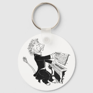 Porte-clés Lion jouant le dessin antique de Louis Wain de