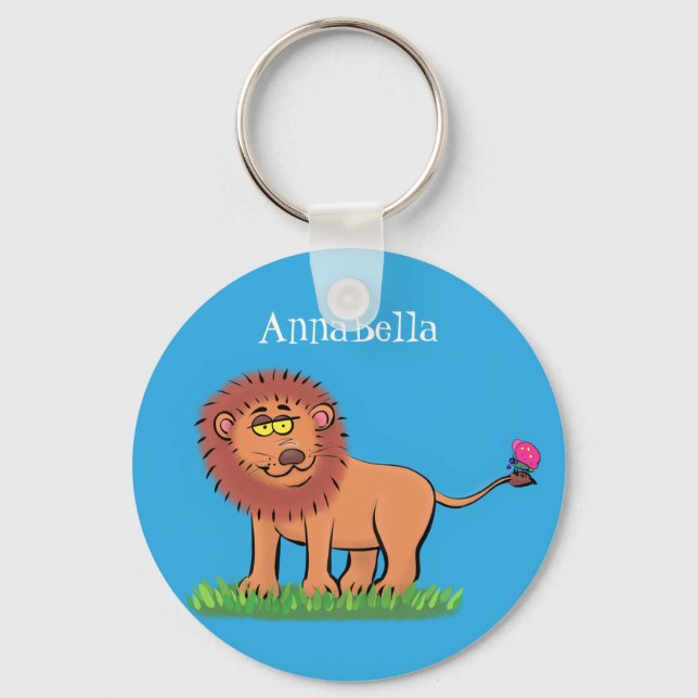 Porte-clés Lion joyeux avec dessin animé de papillon (Recto)