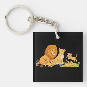 Porte-clés Lion Lionne et Cabs de Style Cartoon
