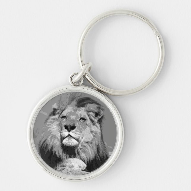 Porte-clés Lion noir et blanc (Devant)