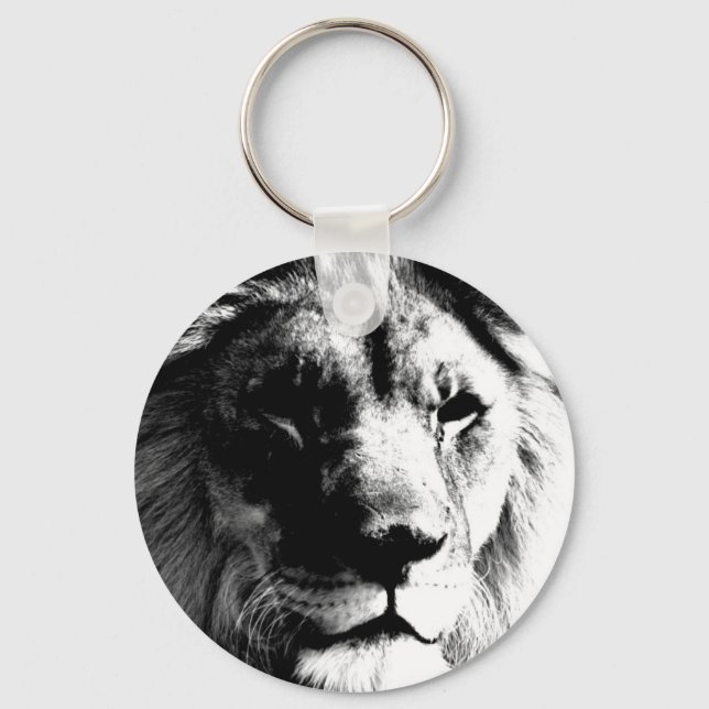 Porte-clés Lion noir et blanc (Recto)