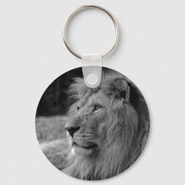 Porte-clés Lion noir et blanc - Animal sauvage (Recto)
