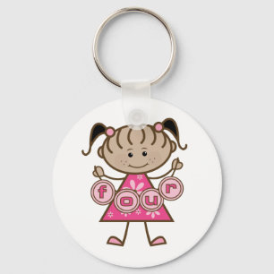 Porte-clés Little Girl 4th Birthday Tshirts et cadeaux