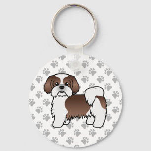 Porte-clés Liver And WhiteShih Tzu Cute Cartoon Dog