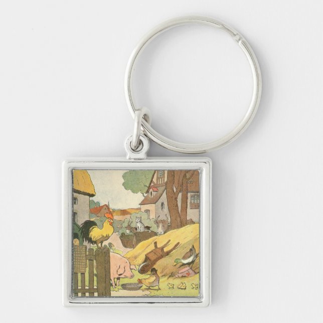 Porte-clés Livre d'histoire d'animaux de ferme illustré (Devant)