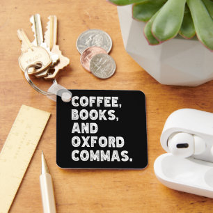 Porte-clés Livres À Café Et Oxford Commas Cool Enseignant Drô