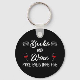 Porte-clés Livres et vin rendent tout fin