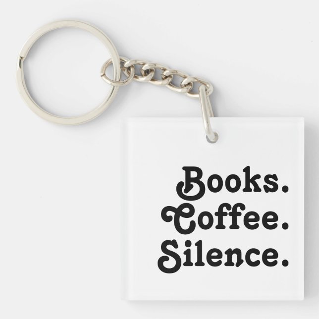 Porte-clés Livres minimalistes Café Silence Acrylique Porte - (Devant)