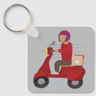 Porte-clés Livreur conduisant un scooter