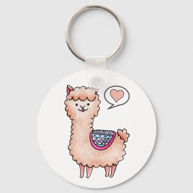 Porte-clés Llama de cœur (Recto)