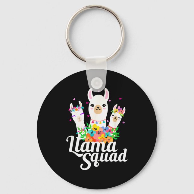 Porte-clés Llama Squad Funny Cute Llama Matching  (Recto)