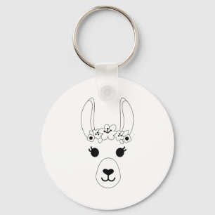 Porte-clés Llama Visage Halloween Costume Fleurs de couronne