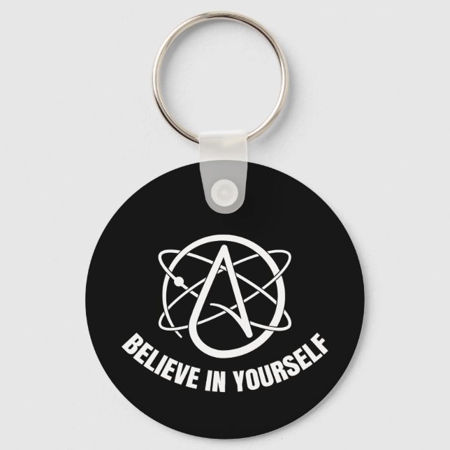 Porte-clés Llavero metálico circular de ateísmo y ciencia. (Recto)
