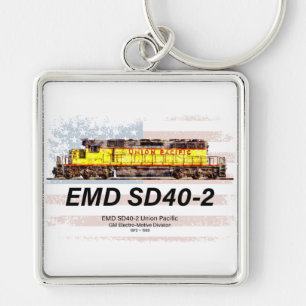 Porte-clés Locomotive diesel EMD SD40-2. drapeau américain