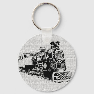 Porte-clés Locomotive noire et blanche