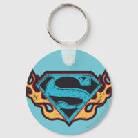 Logo bleu super fille avec flammes