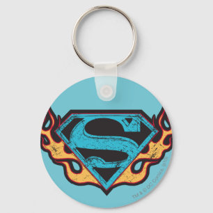 Porte-clés Logo bleu super fille avec flammes