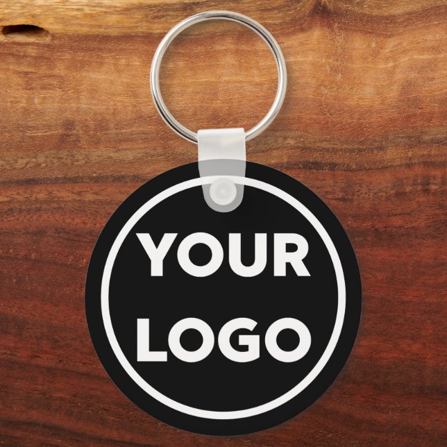 Porte-clés Logo de l'entreprise personnalisé - Noir (Recto)