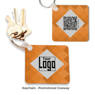 Porte-clés Logo de l'entreprise personnalisée Code QR Orange 