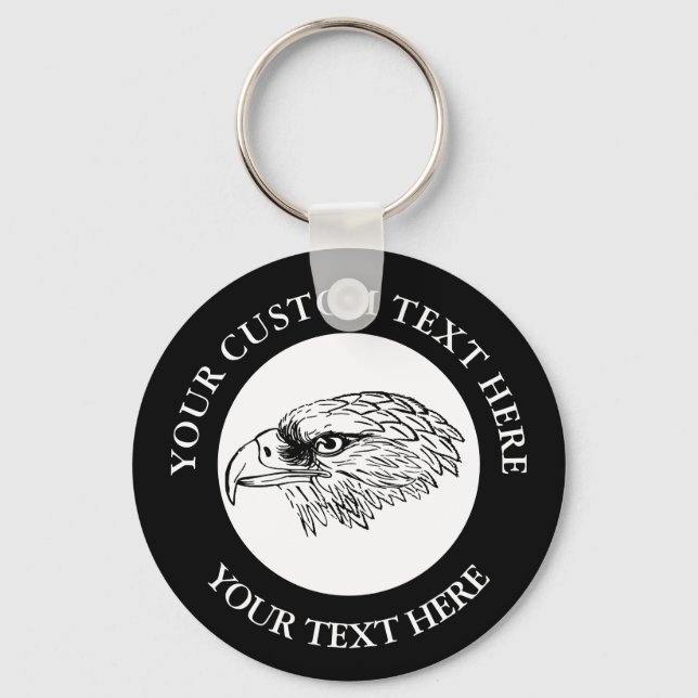 Porte-clés Logo de l'icône d'aigle Texte personnalisé (Recto)