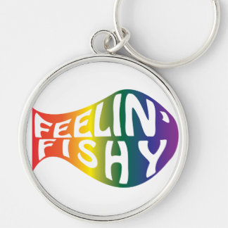 Porte-clés Logo de poisson se sentant d'arc-en-ciel