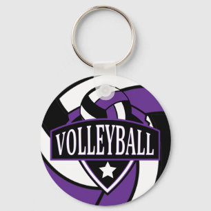 Porte-clés Logo de volleyball violet et noir
