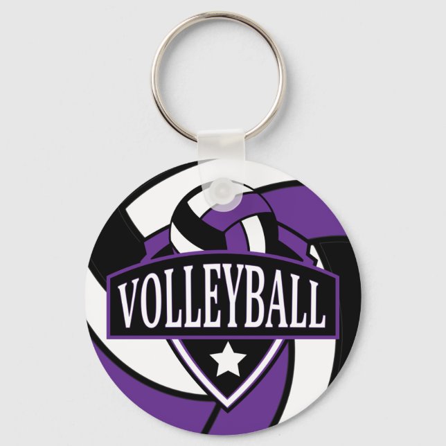 Porte-clés Logo de volleyball violet et noir (Recto)