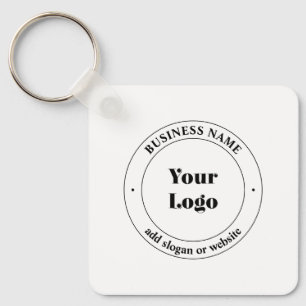 Porte-clés Logo d'entreprise et texte promotionnel   Blanc