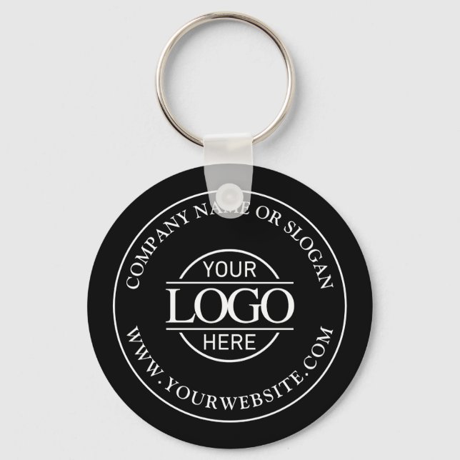 Porte-clés Logo d'entreprise personnalisé en noir et blanc (Recto)