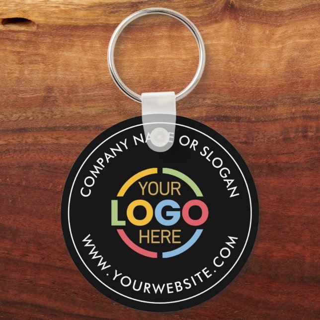 Porte-clés Logo d'entreprise personnalisé minimaliste noir pr (Verso)