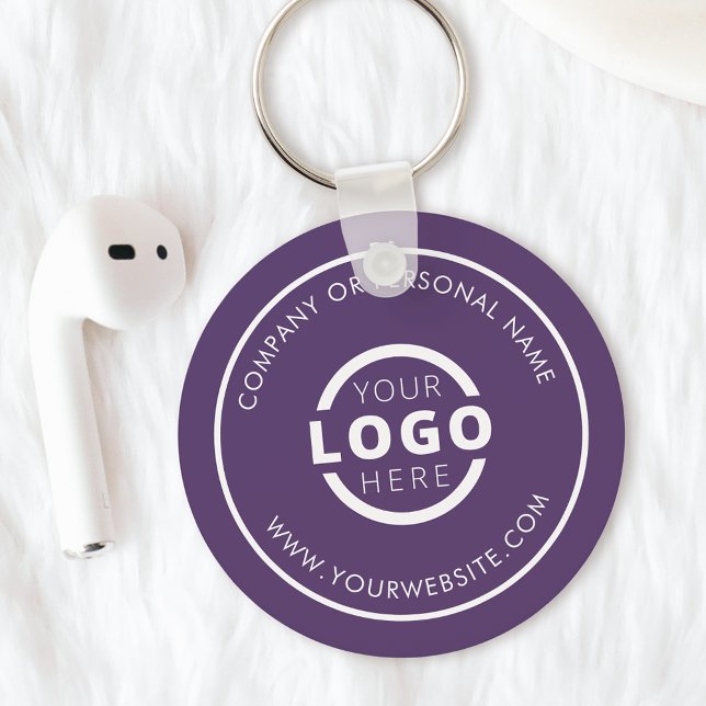 Porte-clés Logo d'entreprise promotionnel violet personnalisé (Créateur téléchargé)