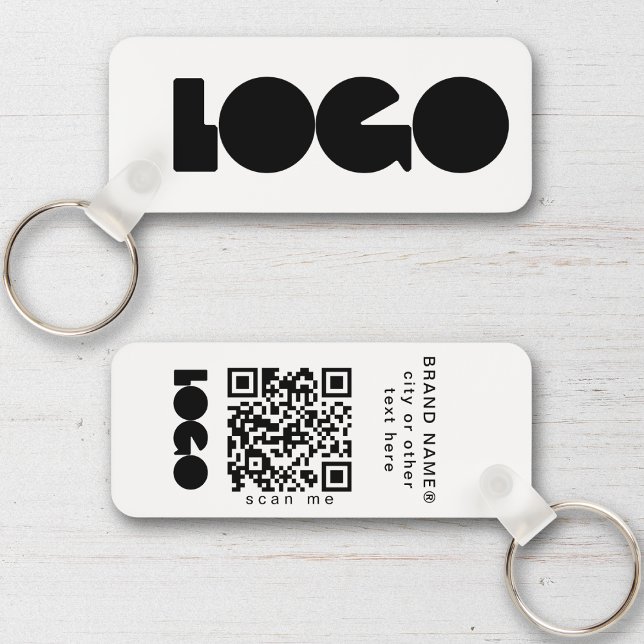 Porte-clés Logo d'entreprise propre et code QR, société horiz (Créateur téléchargé)