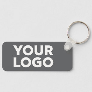 Porte-clés Logo et texte de votre entreprise Swag Grey
