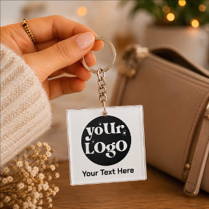 Porte-clés Logo et texte minimaliste Entreprise