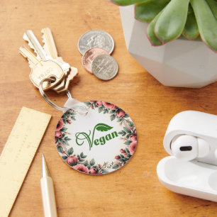 Porte-clés Logo feuille verte vintage végane par Bearnd