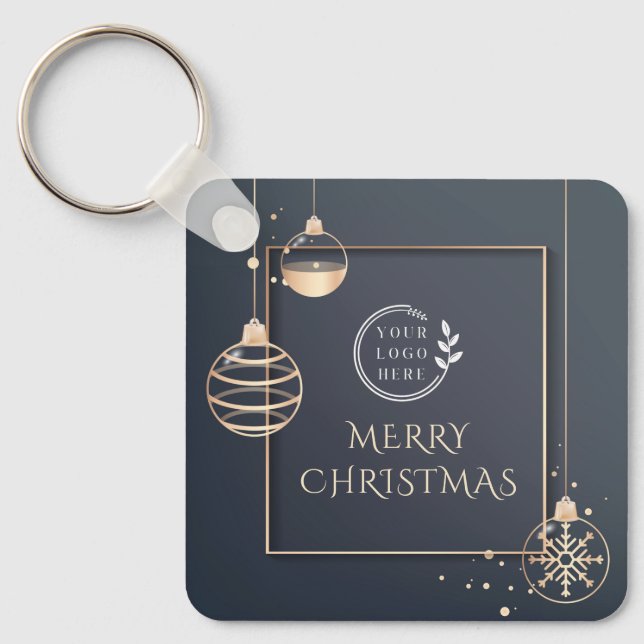 Porte-clés Logo Joyeux Noël Fêtes Entreprise Moderne (Recto)