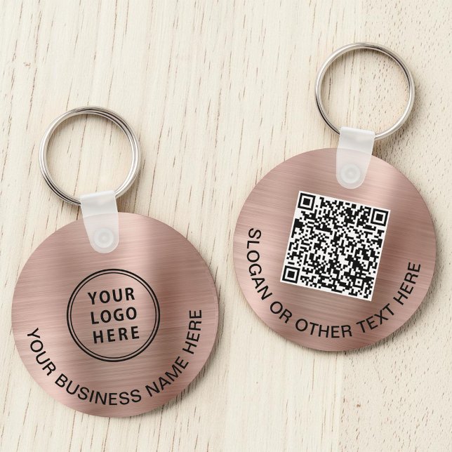 Porte-clés Logo moderne QR Code promotionnel Rose Gold (Business Logo QR Code Promotional Rose Gold Keychain)