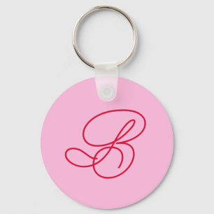 Porte-clés Logo Monogramme Initial Élégant Rose