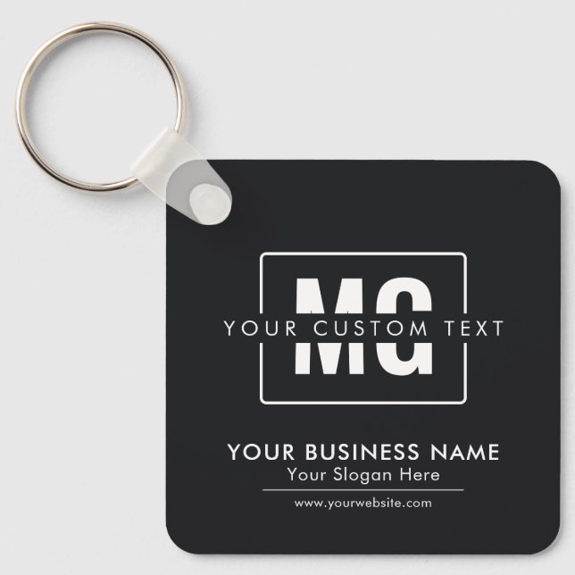 Porte-clés Logo Monogramme Noir Moderne Affaires promotionnel (Recto)