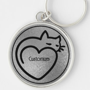 Porte-clés Logo noir en argent pour l'amour personnalisé du c