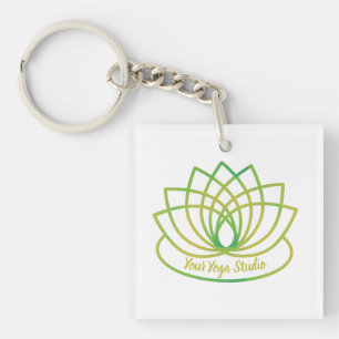 Porte-clés Logo personnalisé Lotus vert et jaune
