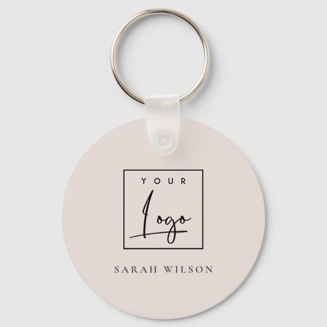 Porte-clés Logo promotionnel personnalisé minimal Blush (Recto)