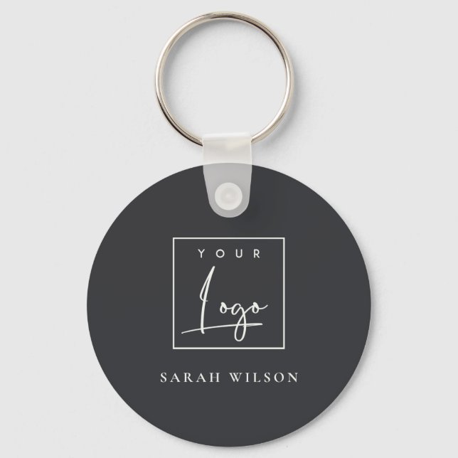 Porte-clés Logo promotionnel personnalisé minimal noir (Recto)