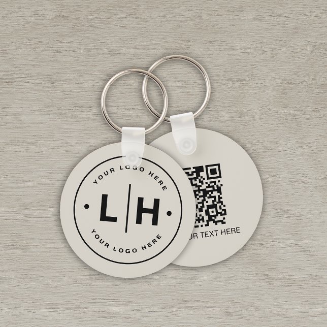 Porte-clés Logo QR personnalisé moderne (Modern Custom Logo Business QR code Promotional Keychain by MINTIC DESIGN STUDIO)