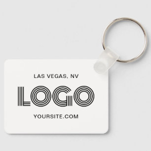 Porte-clés Logo rectangulaire moderne noir et blanc