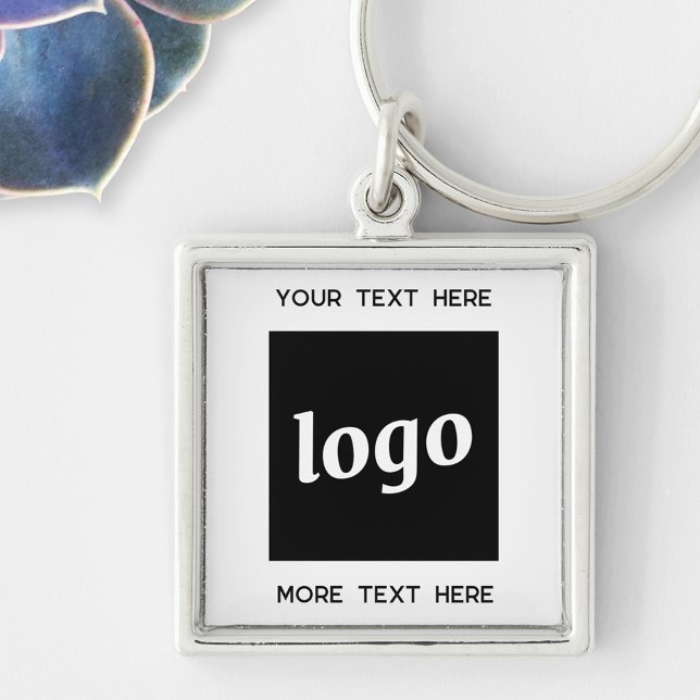 Porte-clés Logo Simple Avec Entreprise Texte (Logo with custom text promotional business keychain)