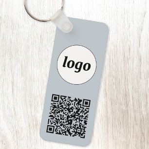 Porte-clés Logo simple Code QR Business Blue