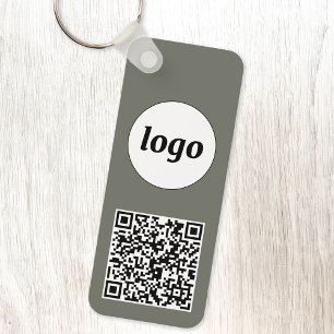 Porte-clés Logo simple Code QR Business Sage Green