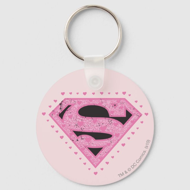 Porte-clés Logo super-fille en uniforme noir et rose (Recto)