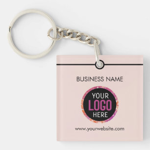 Porte-clés Logo, texte double face clair rose